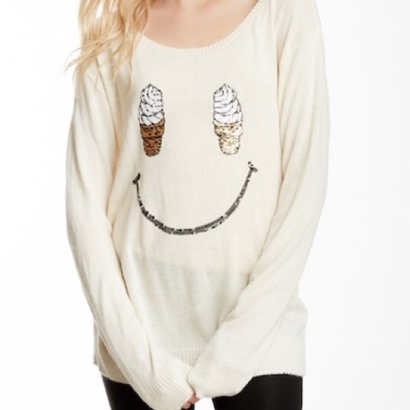 Wildfox Sweaters - WILDFOX smile ice cream cone face sequin black M